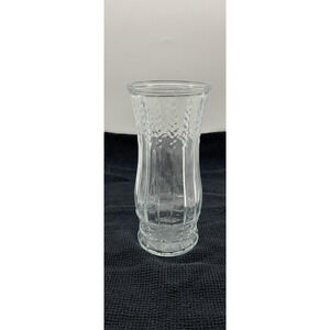 Clear Glass Flower Vase 8" Embossed Flared Design Home Decor Tabletop